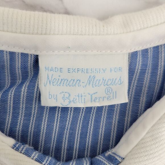 Neiman Marcus Betti Terrell Vintage Blue Striped Baby Romper Windmill Design - Picture 11 of 13